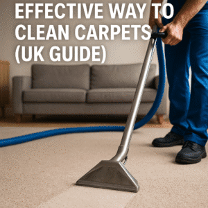 Professional carpet cleaner using hot water extraction method in Bedford – Purge Bright UK guide