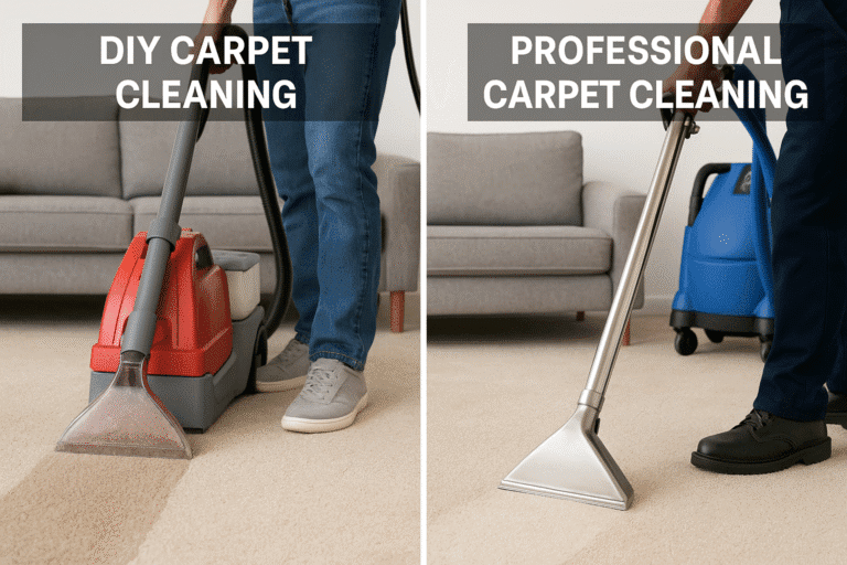 Comparison between DIY carpet cleaning and professional carpet cleaning by Purge Bright in Bedford